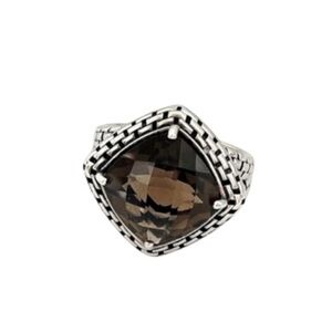 Clyde Duneier .925 Sterling Silver Smokey Quartz Ring Size 6